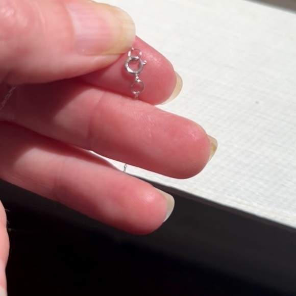 10K White Gold Oval Aquamarine Diamond Accent Pendant Necklace - Picture 6 of 8